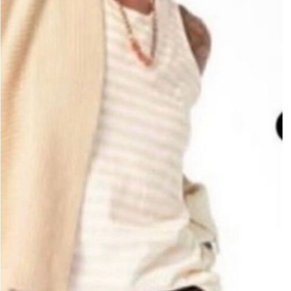 CAbi Cream Striped Crewneck Tank Top